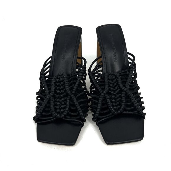 NWOB Jonathan Simkhai Audra Macrame Heeled Square Toe Sandals Black 37 US 7 - Picture 6 of 11
